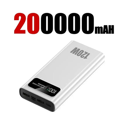 200000mAh Power Bank 120W Super Fast Charging Portable Mobile Power Bank Ultra large Capacity Digital Display External Battery