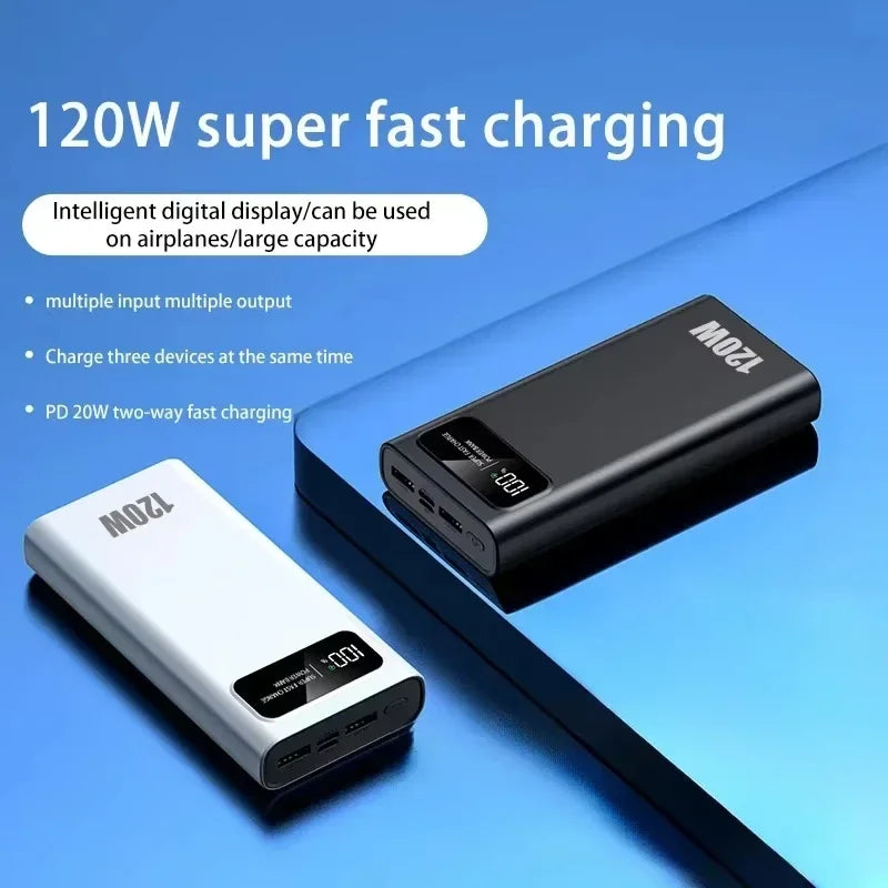 200000mAh Power Bank 120W Super Fast Charging Portable Mobile Power Bank Ultra large Capacity Digital Display External Battery